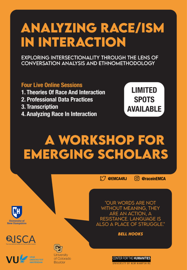 Flyer for the Analyzing Race/Ism in interaction event